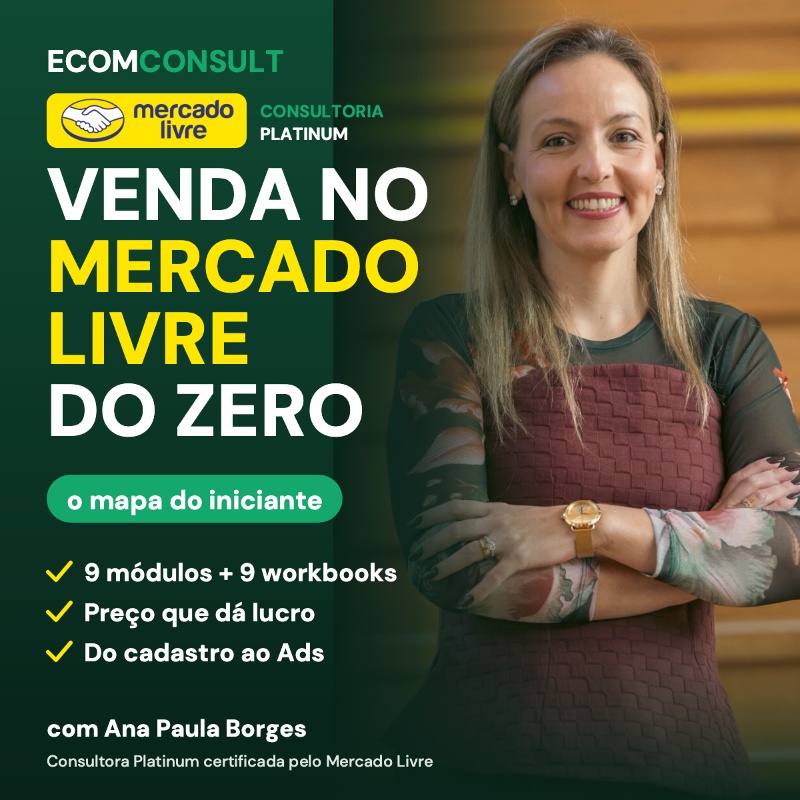 Capa do curso Venda no Mercado Livre do Zero, da ECOMCONSULT